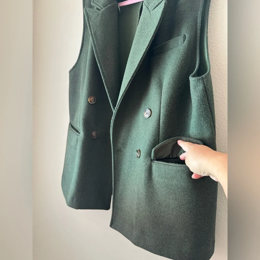 Zara Woman’s Forest Green Wool Blazer - Picture 4 of 9
